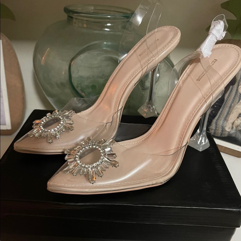 Clear stiletto heels